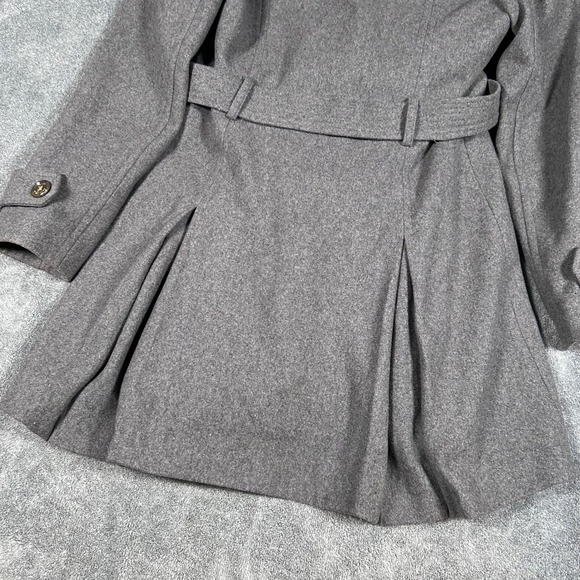 Michael Kors Women's Grey Hooded Wool Blend Belted Trench Coat Size S - Picture 14 of 16